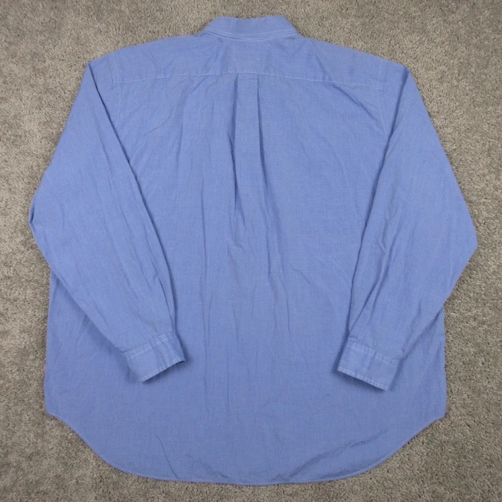Polo Ralph Lauren Shirt Mens 2XB Blue Solid Pony Logo Office Casual Button Up
